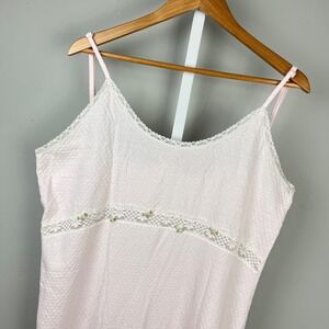 Vintage Carol Hochman Nightgown Womens L Pink Floral Lace Sleeveless Cottagecore